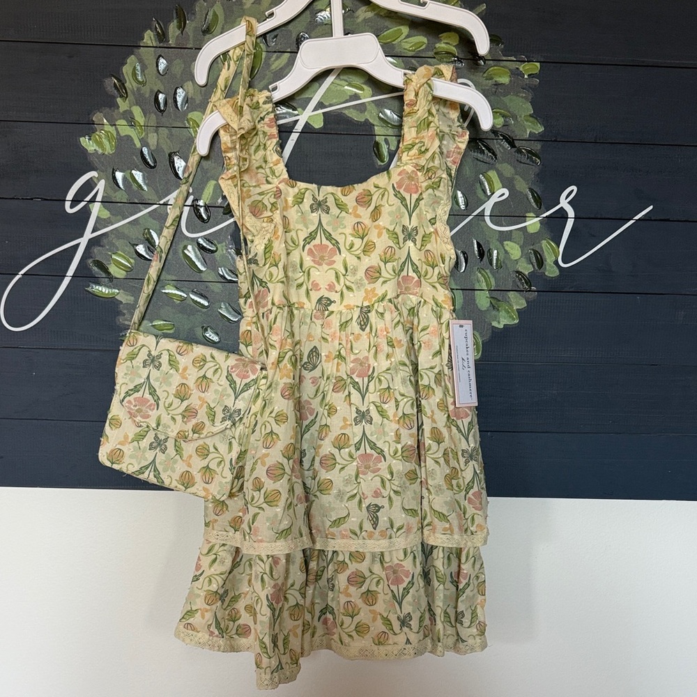 cupcakes & cashmere Kids Dress in Cream and Pink Floral